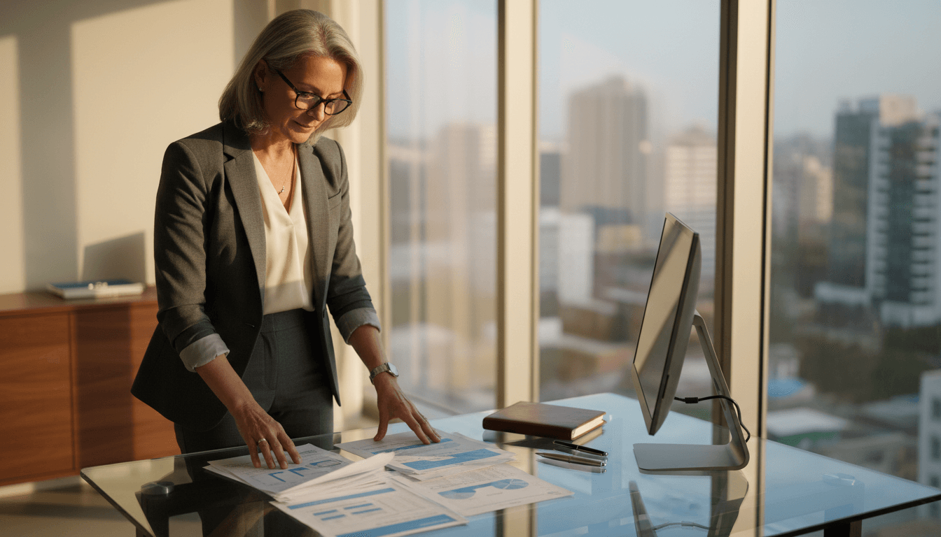 متخصص يراجع الوثائق والتقارير المالية